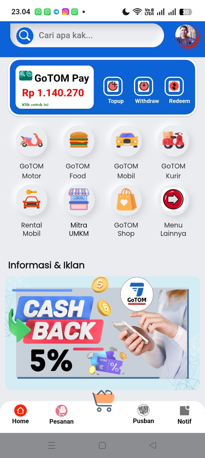 Antarmuka Aplikasi GoTOM